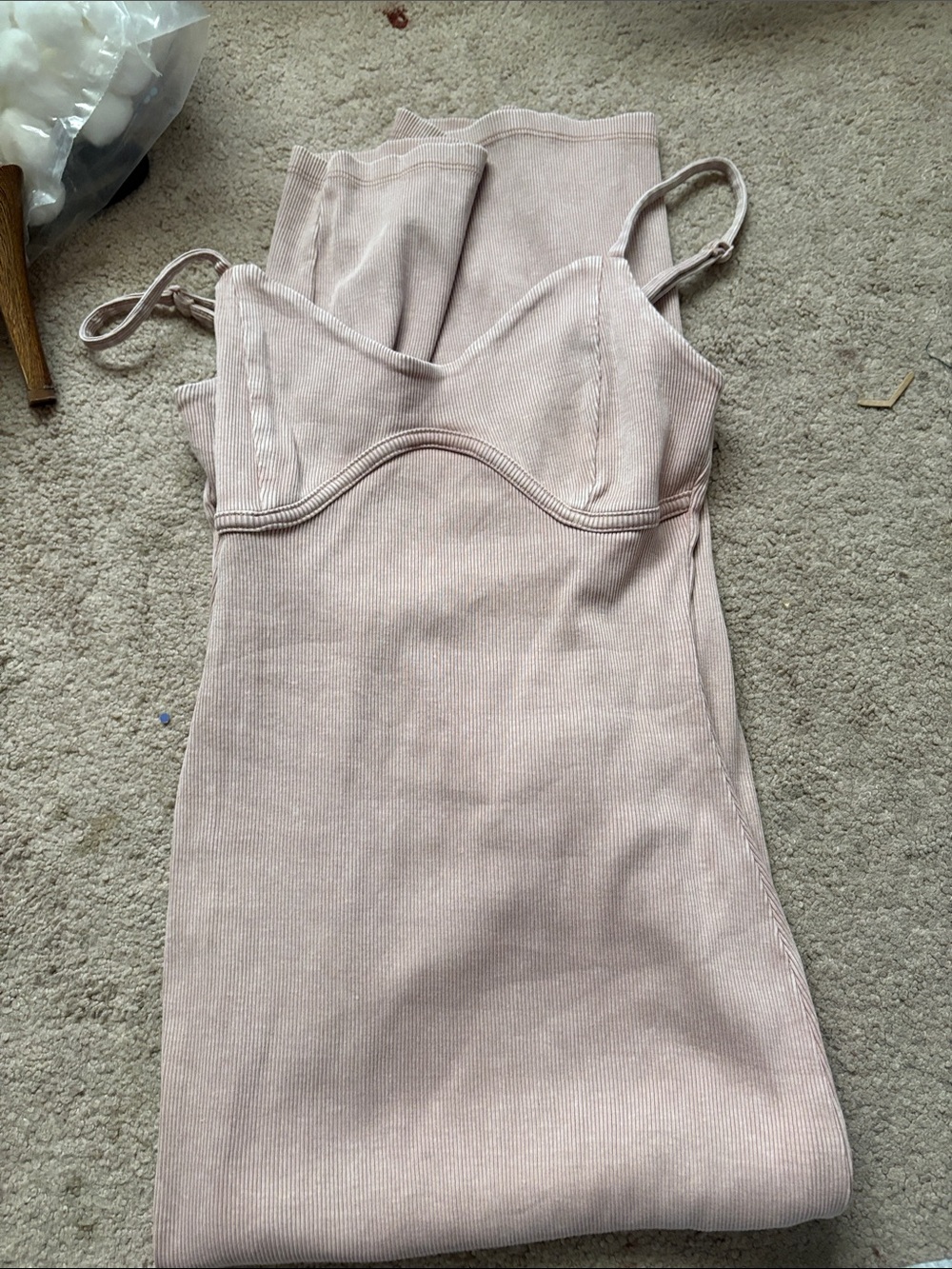 Miss Selfridge Blush Ribbed Slip Dress